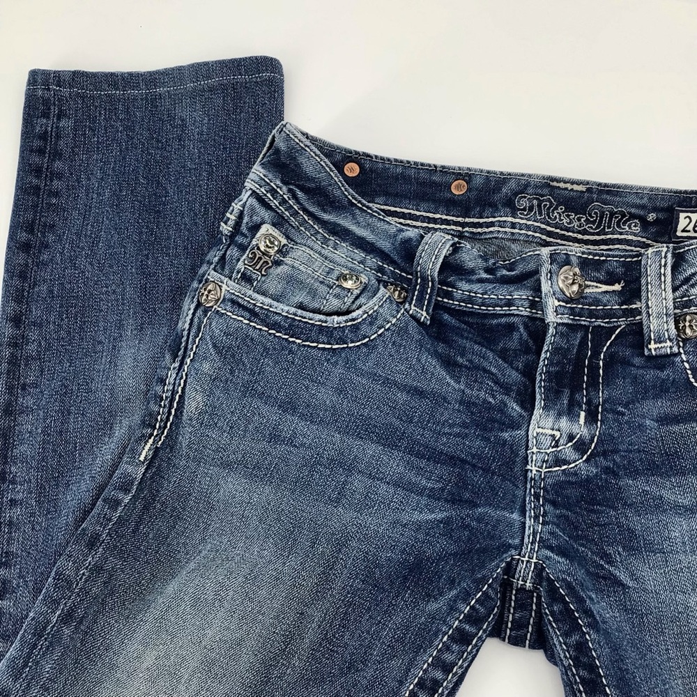 Miss Me Style JE5340T10R Accent Sequin Straight Leg Jeans Sz 26 - Picture 9 of 16